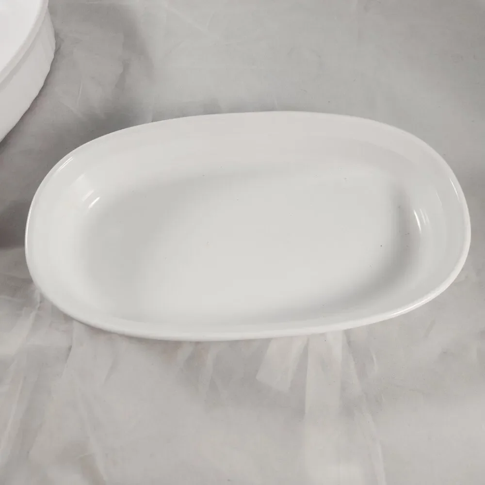 3 Corning Ware French White Oval Casseroles - 475ml F-15-B, 1L F-7-B, 1.8L F-6-B